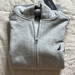 Kids Nautical Grey Navy Blue Hoodie Size Medium 10/12